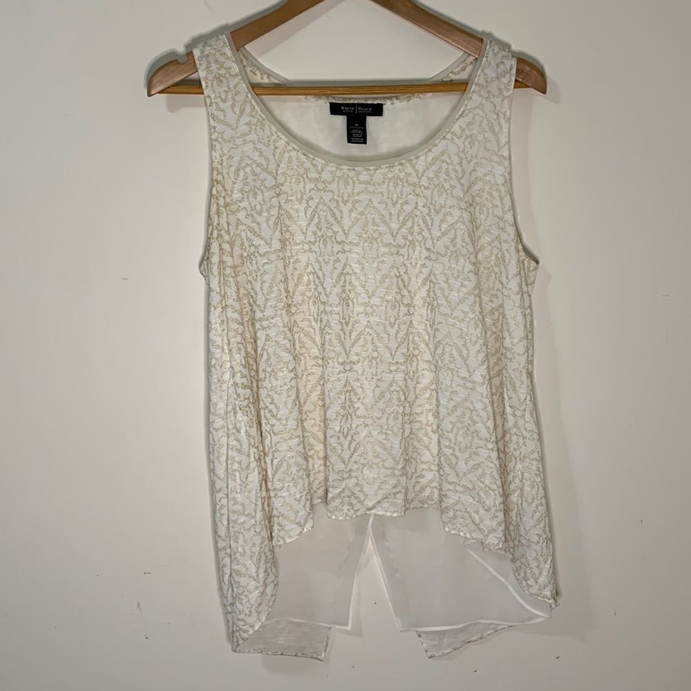 White House Black Market Women's Split Back Sleeveless Blouse Layered M